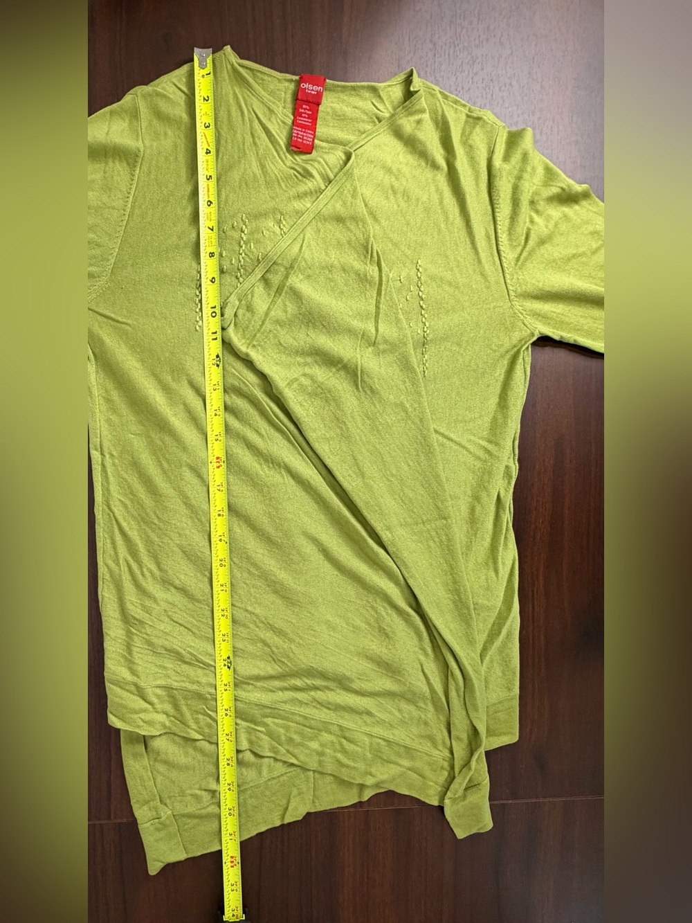 💛2 for 20- Eileen Fisher Lime Green Open-Front Draped Cardigan - Picture 5 of 5